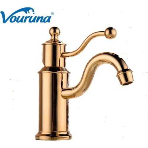VOURUNA Single Lever Golden&Antique Black Bathroom Faucet
