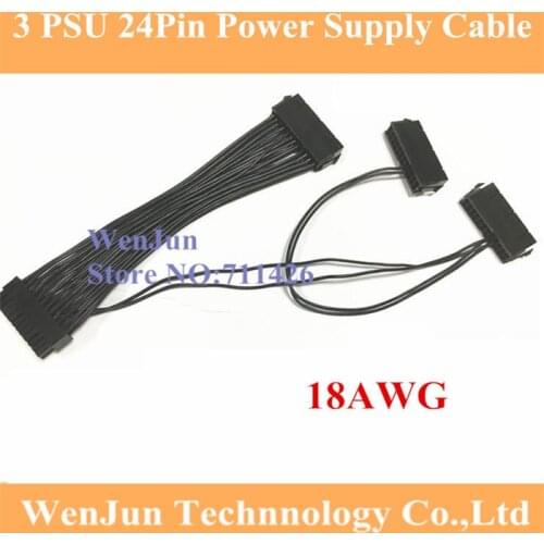 PCI-E express Power Cable ATX 24Pin 20+4Pin Triple 3 PSU Power Supply Cable CORD 18AWG Wire 20cm For BTC Miner Machine 100pcs
