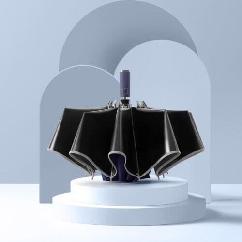 Sturdy 10 Ribs 3 folding Umbrella Windproof Anti-UV Automatic Folding Umbrella With Luminous Strips Safe At Night