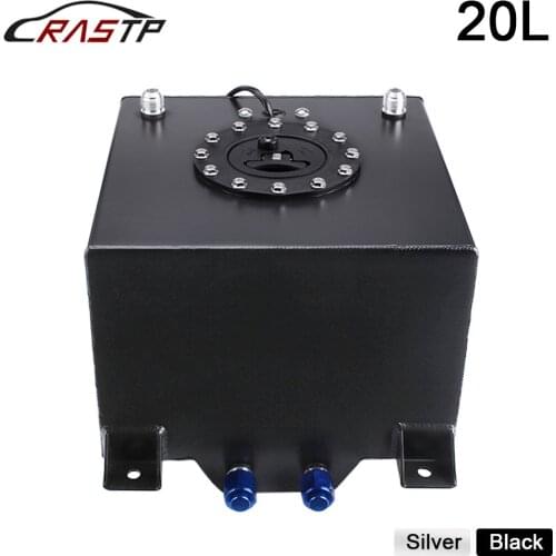 RASTP-High Quality Aluminum 20L Fuel Surge Tank Mirror Polish Fuel Cell with Cap with Sensor RS-OCC040