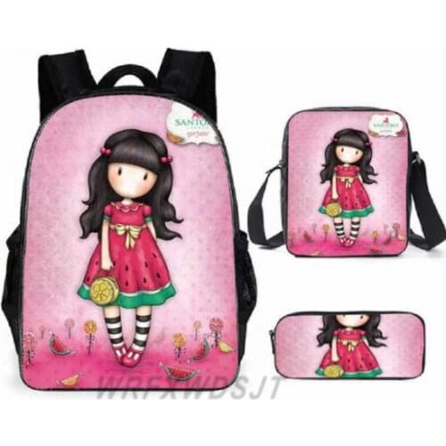 Backpack 3 Pieces/set Stylish Simplicity Boy Girl Messenger Bag Pencil Case New Anime Printed Backpack