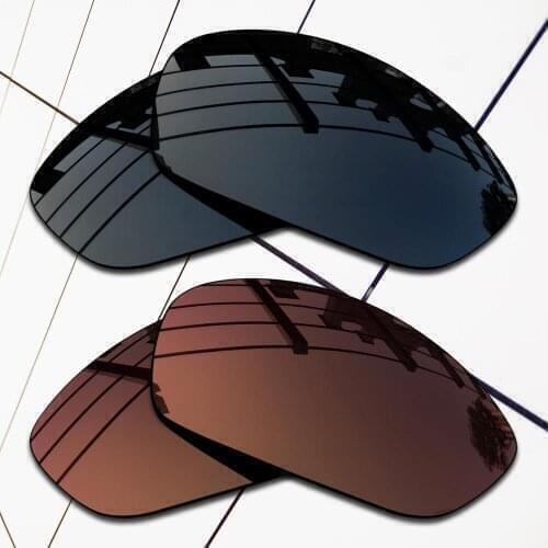 E.O.S 2 Pairs Black & Brown Polarized Replacement Lenses for Oakley Monster Dog Sunglasses