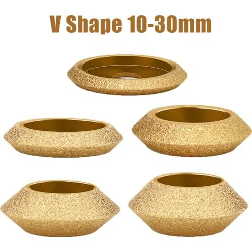 20mm Bore Dia 3inch 75mm V Shape Dry Vacuum Brazed Diamond Grinding Wheel Demi-bullnose Edge Marble Edging Profile Grinding Disc