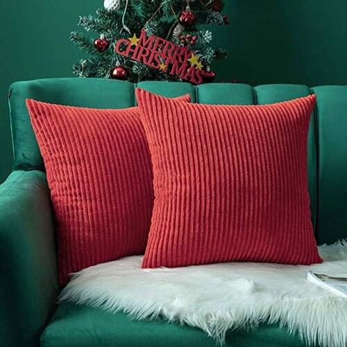 Pack of 2 Corduroy Soft Soild Warmly Square Throw Pillow Covers Set Cushion Cases Pillowcases for Sofa Bedroom Car 18 x 18 Inch
