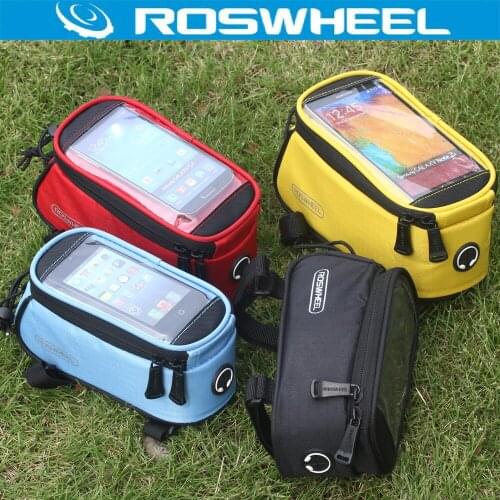 Roswheel Mountain Road Bike Touch Screen Bicycle Bag Pouch Cycling Front Frame Tube Bag Pannier For 4.7'' 4.8" 5.5" Phone