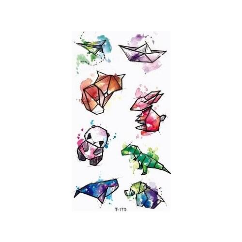 Waterproof Temporary Tattoo Sticker on body cute watercolor animal dinosaur tatto flash tatoo fake tattoos for kid child girl