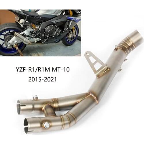 For Yamaha YZF-R1 YZF-R1M MT-10 2015-2021 Exhaust Pipe Motorcycle Middle Link Tube Slip On 61mm Muffler Escape Stainless Steel