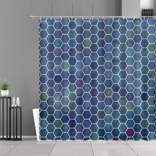 Geometric Water Cube Pattern Shower Curtain Marble Stripe Plaid Modern Home Bathroom Decor Cloth Screen Waterproof Curtains