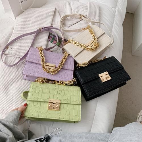 Women fashion Frame Bag Gold Thick Chain Handbags For Women Flap Shoulder Bags Leather Trendy Satchel Purse Chic Crossbody Bag