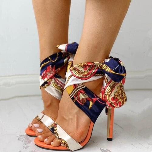 2020 New Women Elegant Ribbon High Heels Summer Luxury Pumps Sexy Lady Shoes Party Wedding Peep Toe Heels Gladiator Rome Sandals