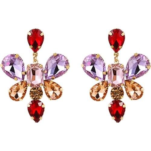 ZHINI New Fashion Color Crystal Water Drop Earrings for Women 2021 brincos Statement Earring Wedding Jewelry