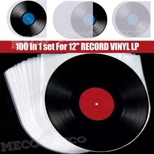 100Pcs PE Vinyl Record 12'' LP Record Plastic Bags Anti-static Record Sleeves Outer Inner Plastic Clear Cover Container