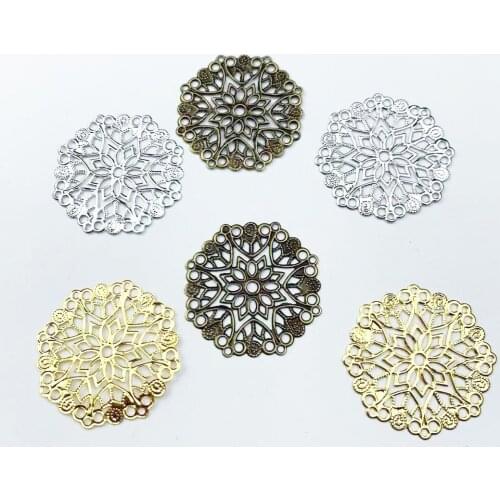 20pcs Round Metal Crafts Flower Filigree Wraps Connectors Antique Diy Embellishment For Scrapbooking Supplies Home Decor