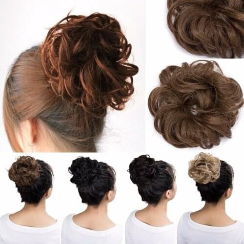 2019 Fashion New Women Girls Curly Messy Bun Hair Piece Scrunchie Updo Cover Hair Extensions Real as human