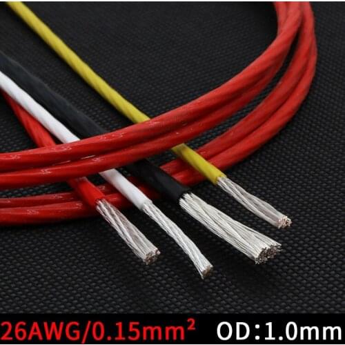 26AWG PTFE Silver Plated Wire OD 1.0mm Insulated High Temperature Soft Electron Cable OFC Copper DIY Headphone Single Line