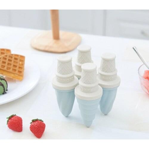 4-Cavity Cute Ice Cream Mold Candy Bar Tools Plastic Home Diy Popsicle Mold For Kids Cakesicle Mold Summer Accessories