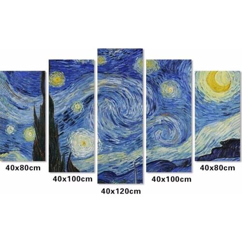 5pcs 5D diamond embroidery Van Gogh The Starry Night canvas painting,Diy 5d diamond Painting,diamond cross stitch wall stickers