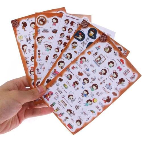 5 Pcs/Set Kawaii Cookys girl Planner Book Diary Decorate Stationery Stickers DIY Waterproof Scrapbooking Decor Free Shipping