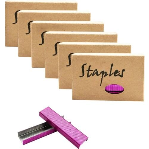 6 Box Rose Red Staples Standard Stapler Refill 26/6 Size 5700 Staples for Office School Stationery Supplies