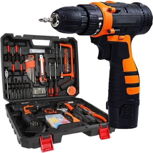 Cordless Drill Driver Household DIY Woodworking Lithium-Ion Battery Tools Electric Drill Screwdriver 92/102PCS Power Tool Set