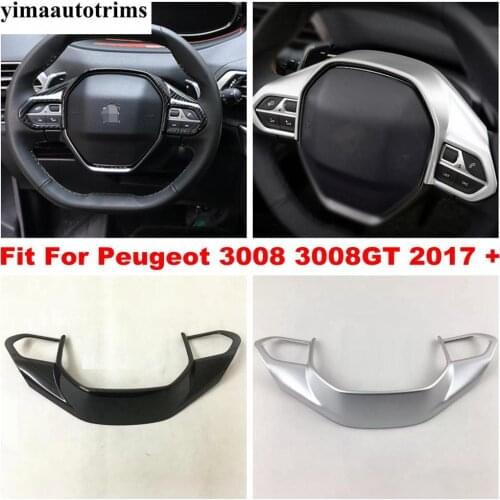 Accessories For Peugeot 3008 3008GT 2017 - 2021 Steering Wheel Gear Sequin Decor Cover Trim Carbon Fiber / Matte Interior Kit
