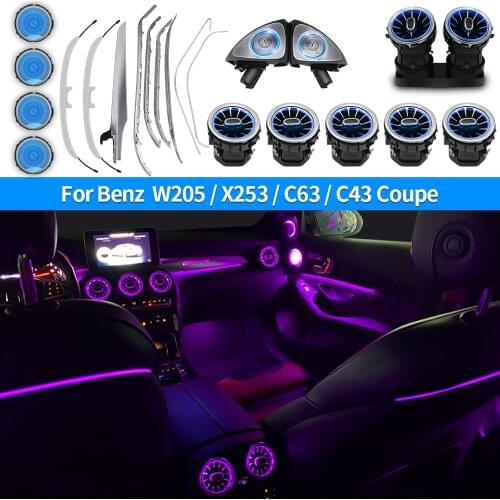 12/64 Colors Dashboard Ambient Light LED Air Vent Kit For Mercedes Benz C GLC Klass Coupe W205 X253 AMG C63 C43 Car Door Light
