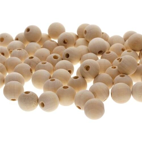 DIY Round Spacer Unpainted Wooden Ball Beads With Hole Jewelry Accessories 4/6/8/10/12/14/16/18/20/22/25/30/35/40/45/50mm