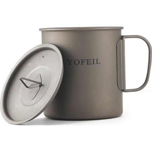 Camping Titanium Cup 450 ml Titanium Mug Camping Cup Military Household Tourist Cookware Kettle Tourist Tableware Outdoor Cooking Set of Dishes For Picnic Hiking Supplies Teapot Tourist Barbecue Tools Available