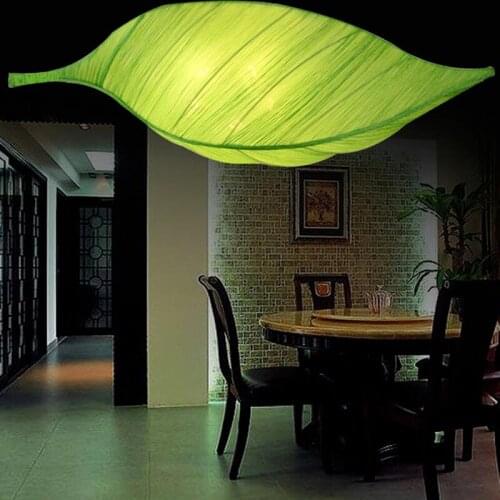 Customized Modeling Green Leaf Lamps Chinese Cloth-Craft Hanging Lamp Creative Hotel Teahouse Decoration Dining Room Chandelier