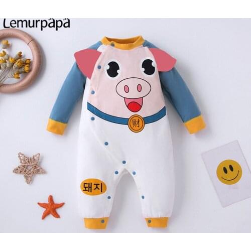 Baby Clothes Newborn Romper Sets Cute Animal Pig Cartoon Baby Onesie Autumn Long Sleeve Baby Rompers Cotton Infant Jumpsuit
