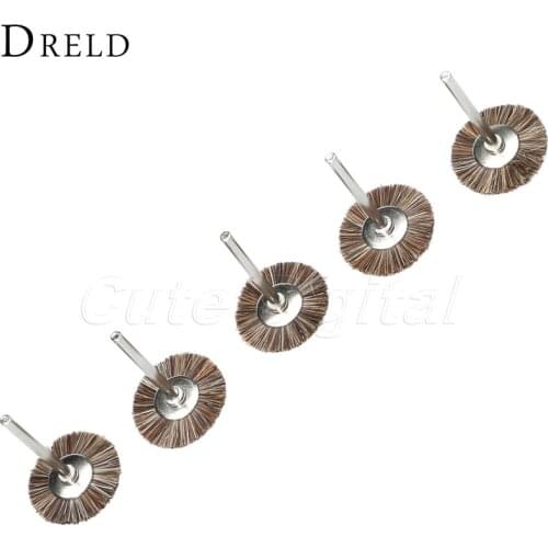 DRELD 5Pcs Dremel Accessories 25mm Fibre Grinding Polishing Wheel Brushes Rotary Tools Brushes Wheel Kit Polish Tool 3mm Shank