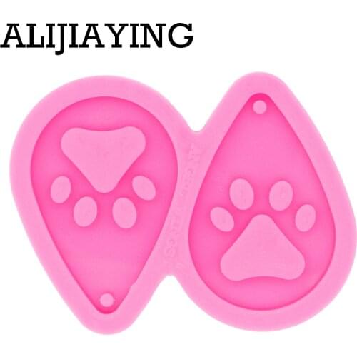 DY0419 Glossy Paw Tear Drop Hoop Earrings Silicone Mold Resin Pendant Mould for Epoxy Jewelry Making DIY Crafts