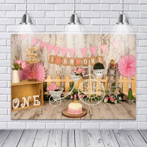 Photography Background Wood Floor Flowers Princess Girl Birthday party Photo Background Photocall Backdrop Studio Prop