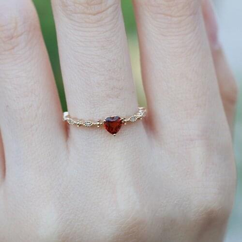 Simple Heart Ring For Women Female Cute Finger Rings Romantic Birthday Gift For Girlfriend Fashion Small Zircon Stone Jewelry