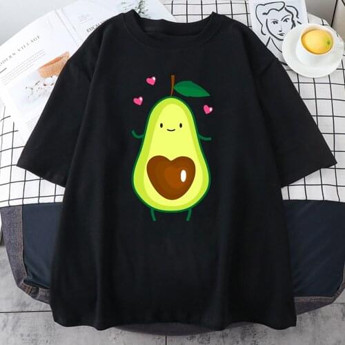Avocado Love Nucleolus Tee Shirts Woman 2021 Summer Short Sleeve Tops Kawaii Cotton T-Shirt Hip Hop Comfort Womens T Shirts