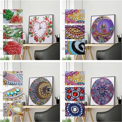HUACAN 5D DIY Diamond Painting New Clock Rhinestones Special Shaped Diamond Embroidery Flower Mosaic Cross Stitch Home Decor