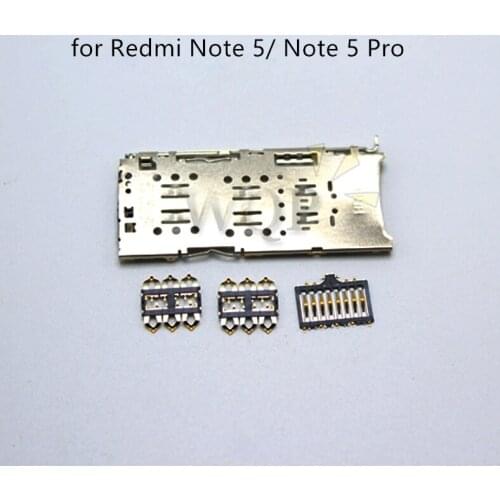 For Xiaomi Redmi Note 5 Pro Card Reader Nano SIM Micro SD Card Slot Reader Connector Socket Holder Tray Repair Spare Parts