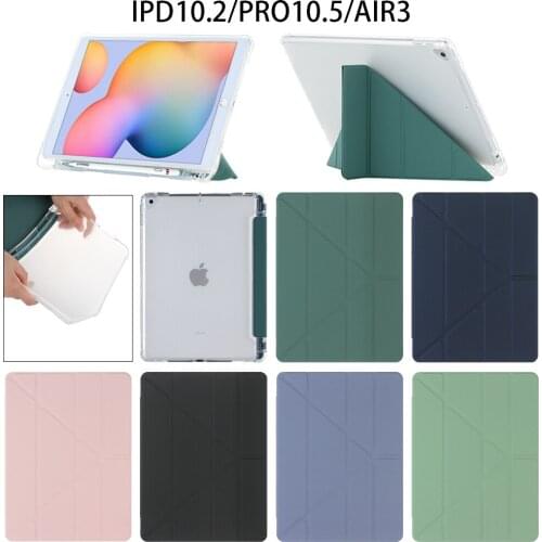 Leather Tablet Case for Ipad 10.2 10.5 Inch Protective Back Cover with Pen Slot Air 1 2 Y Style Foldable Bracket Sleeve Case