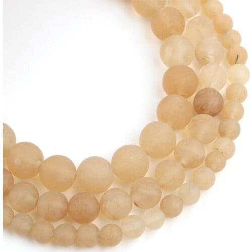 Matte Dull Polish Yellow Citrines Quartz Crystal Beads Round Loose Beads For Jewelry Making 6 8 10mm DIY Bracelet Accessories