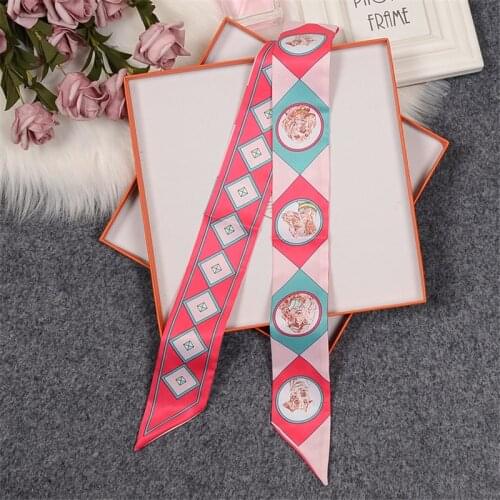 Beloved Dog & Rivet Skinny Bag Scarf Hijab Brand Scarf Bandana Foulard Silk Head Scarves For Ladies Fashion Hair Headband