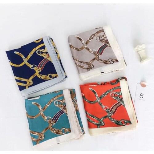 70X70CM Small Square Imitation Silk Scarves Girls Neck Head Hijab Promotion Gift For Female Fashion Spring Summer Accessories