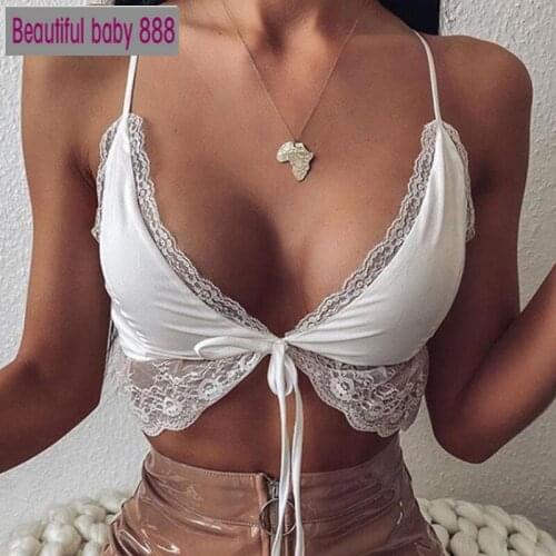 Meqeiss 2021 New lace patchwork V-neck bandage sexy crop tops summer women fashion streetwear backless camis