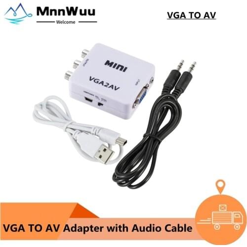 VGA to AV Mini Converter Adapter with 3.5mm Audio 1080P VGA to AV HD Converter Conversor For PC to TV HD Computer to TV