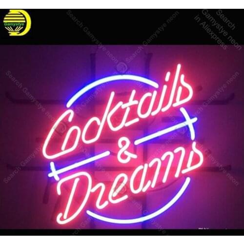 Neon sign For Cocktails And Dreams Neon Bulb sign display Iconic Beer bar Pub Handcraft Lamp advertise Letrero enseigne lumine