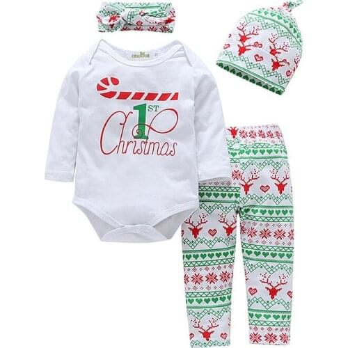 Newborn Clothes Baby Girls Long Sleeve Rompers+Pants+Hat+Headband 0-3 Years Kids Winter Cotton Clothing Mobile Phone Straps