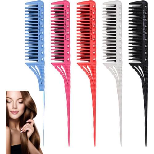 Professional Hair Combs Tip Tail Comb Barber Hairdressing Comb 3-Row Teeth Teasing Brush Highlight Comb Salon Hair Styling Tool
