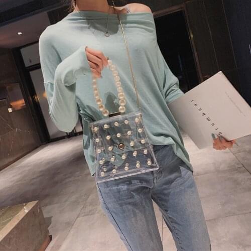 Transparent Clear Pearl Lady Tote Luxury Handbags Small Box Evening Bag Fashion Vintage Female Top-handle Purse Bag Brand HOT