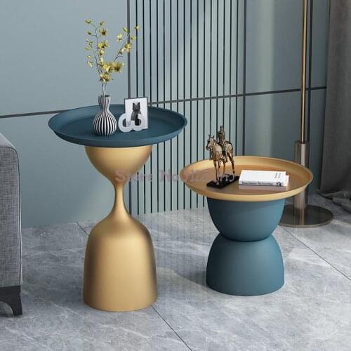 Nordic Light Luxury Small Tea Table Modern Simple Ins Side Table Iron Art Innovation Round Marble Living Room Sofa Round Table