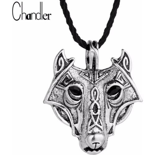 Chandler Norse Wolf Vikings Amulet Pendant Necklace Men Animal Head Nordic Jewelry Viking Film Collars