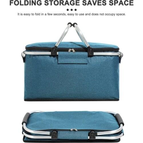 Folding Picnic Pouch Basket Large Capacity Multifunction Insulated Bag Outdoor Travel Camping Fishing Storage Box Organizer